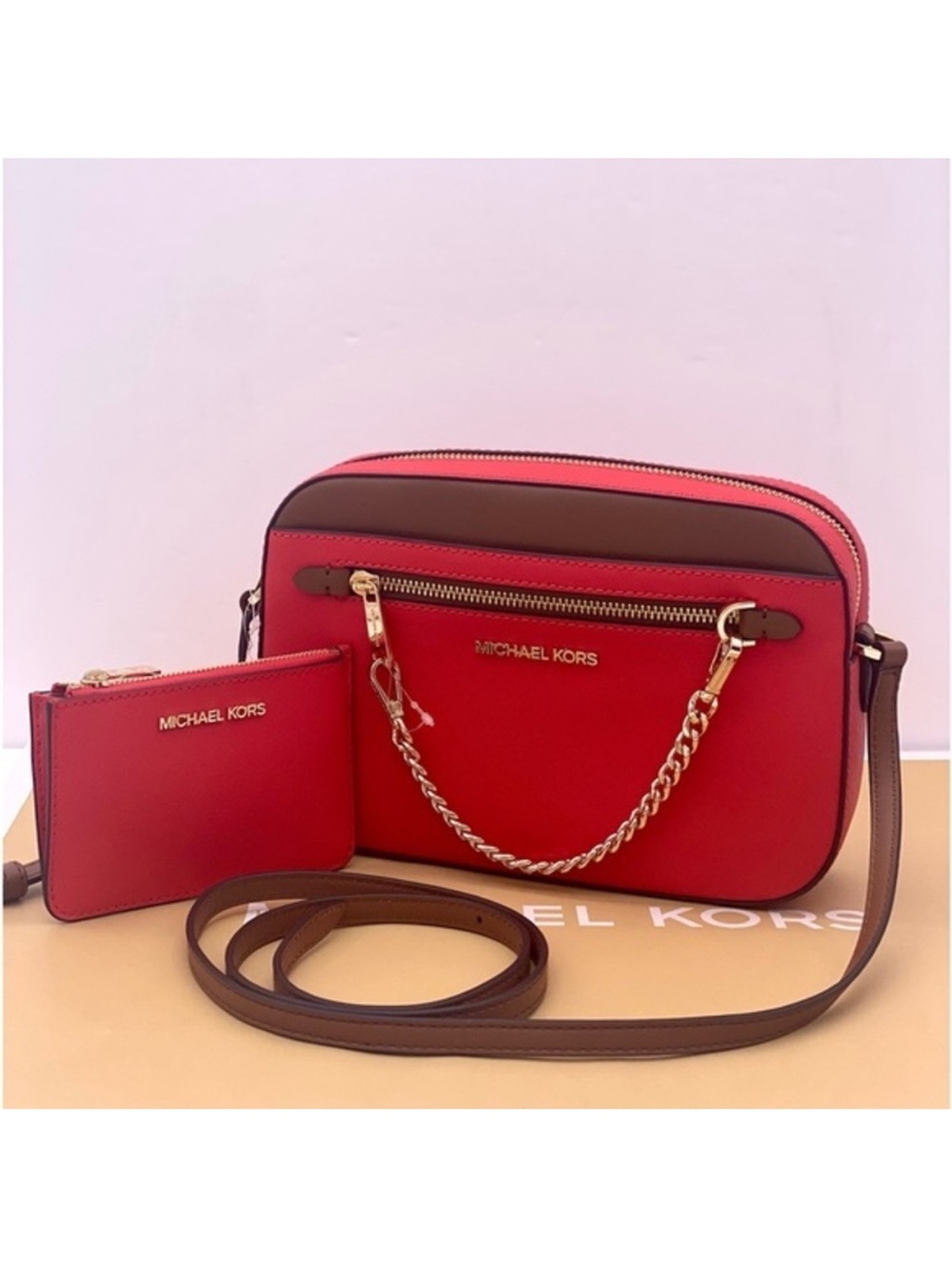 MICHAEL KORS ZIP CHAIN CROSSBODY & SMALL WALLET COINPOUCH
